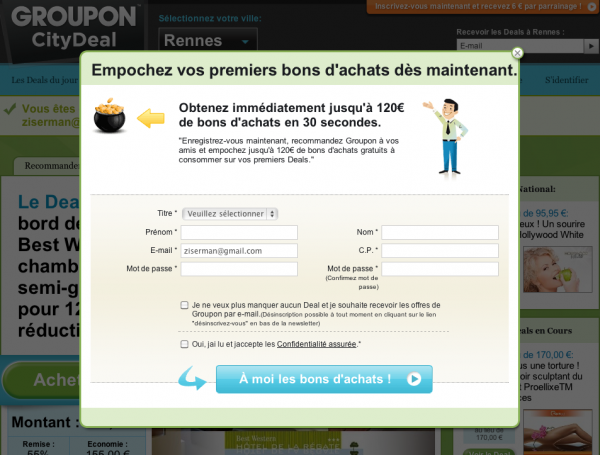 Deuxième écran de Groupon