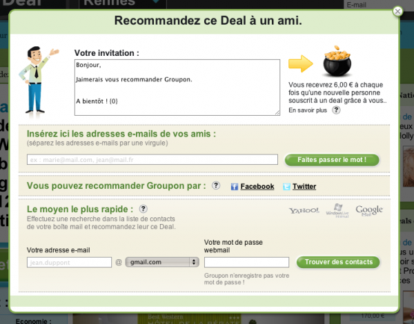 Troisième écran sur Groupon