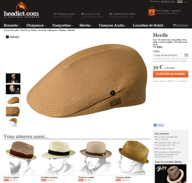 Page produit Headict